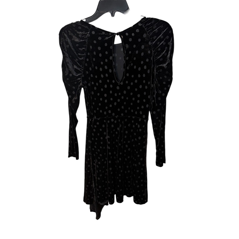 Topshop NWT Black Velvet Polka Dot Dress | Size 2 | Asymmetrical Hem - Picture 6 of 8